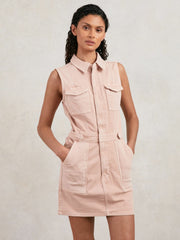 Good American Denim Zipped Mini Dress Petal Pink | Womens