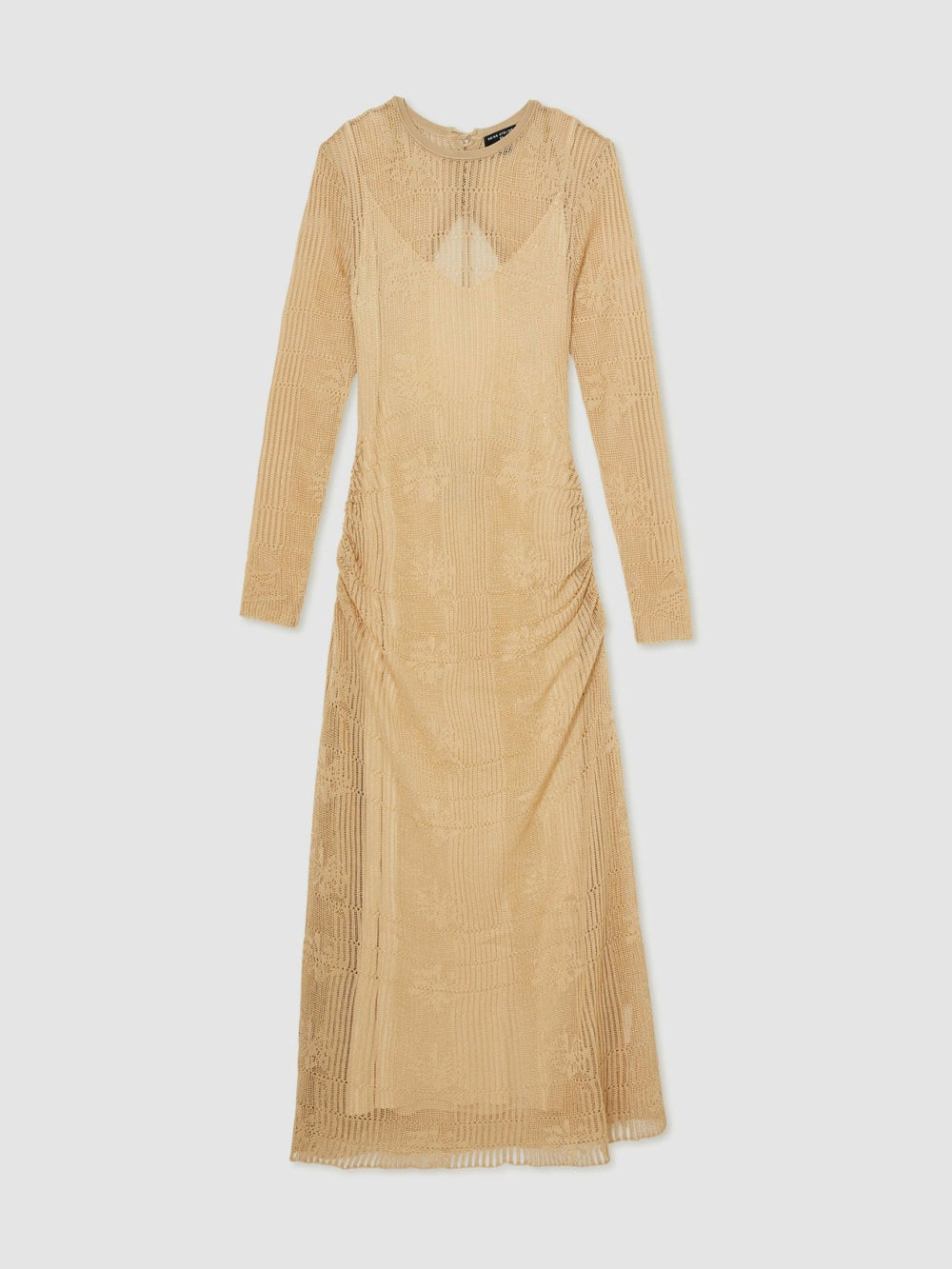 Lace-Knit Ruched Maxi Dress Gold | Womens