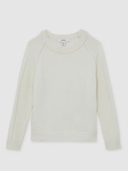 3-9 yrs Wool-Cashmere Reverse-Seam Jumper Off White | Children