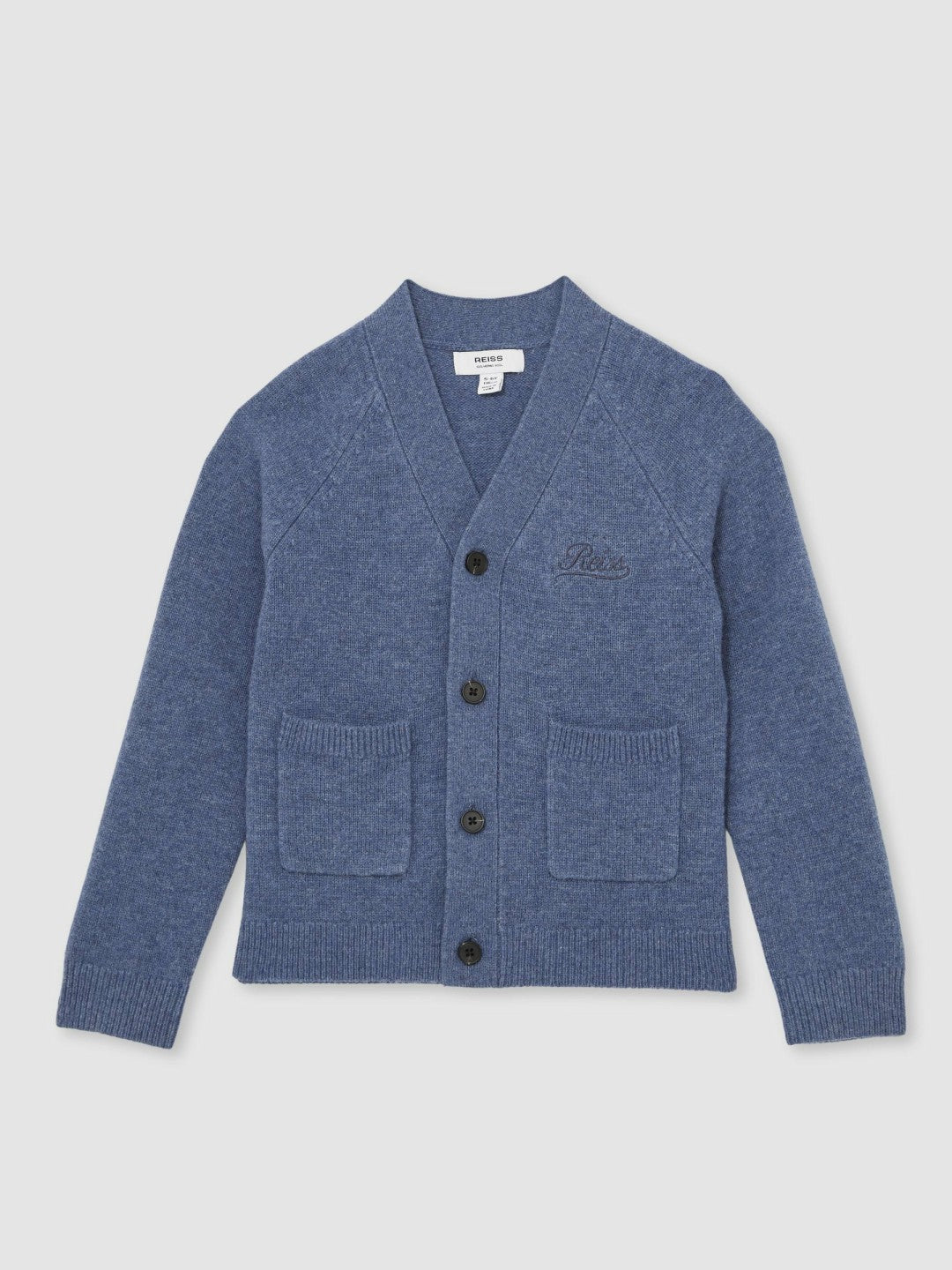 9-13 yrs Wool Embroidered-Logo Cardigan Dark Airforce Blue | Children