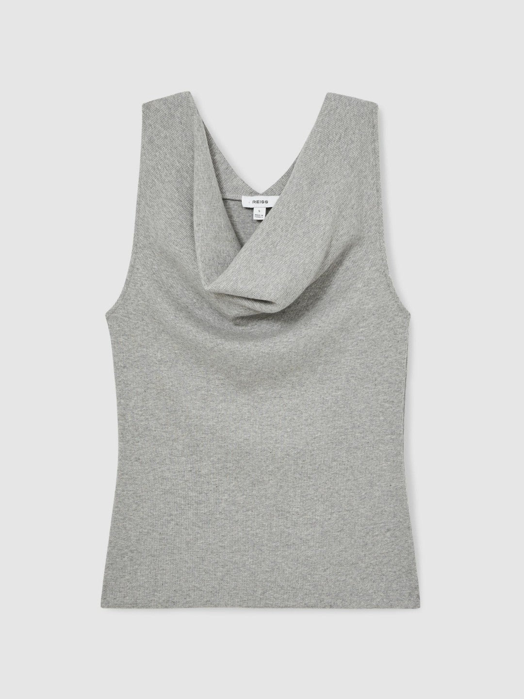 Ribbed Cowl-Neck Vest Grey Marl | Womens