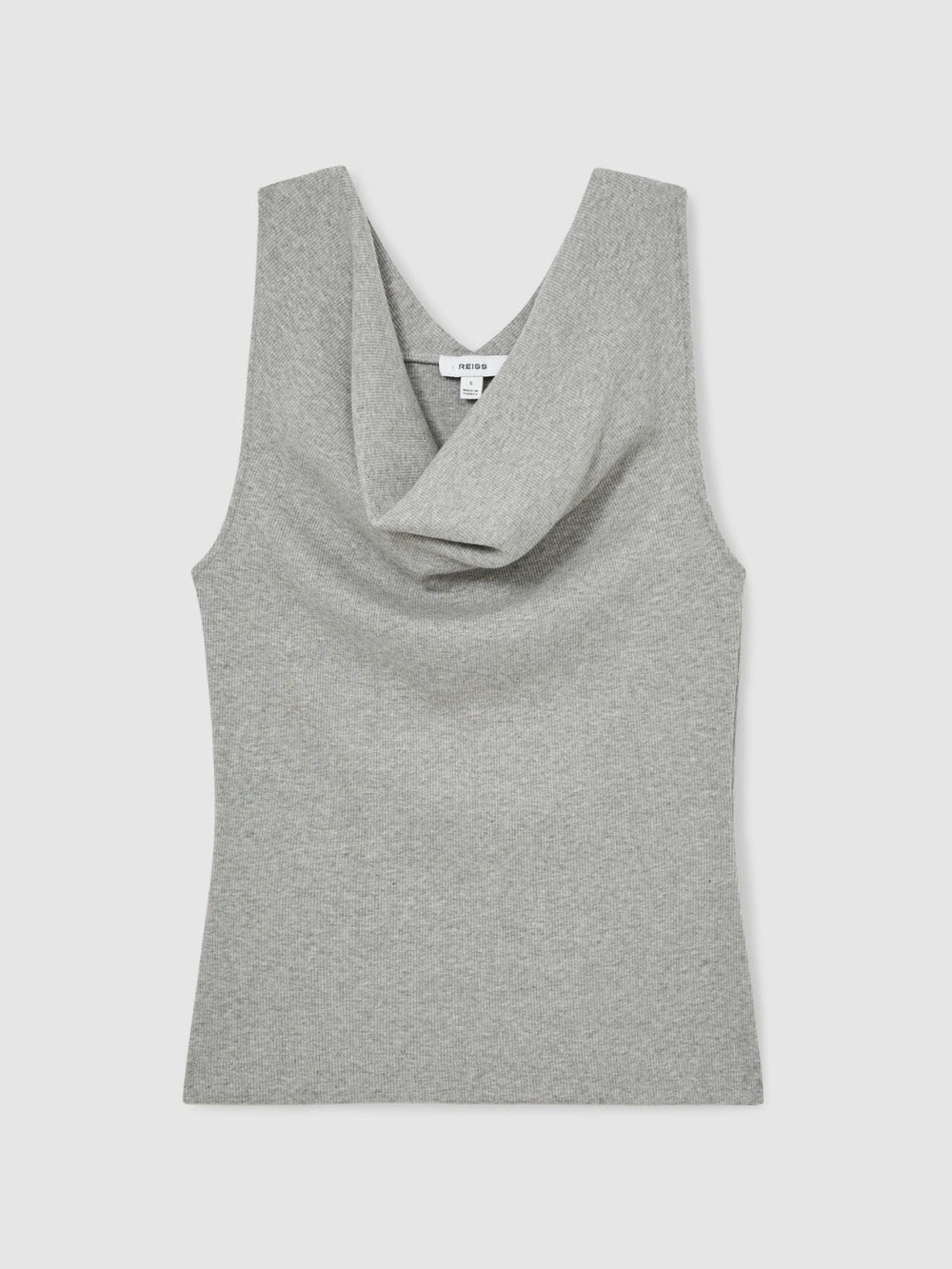 Ribbed Cowl-Neck Vest Grey Marl | Womens