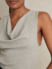 Ribbed Cowl-Neck Vest Grey Marl | Womens