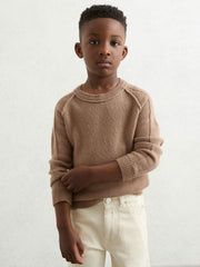 9-13 yrs Wool-Cashmere Reverse-Seam Jumper Camel | Children