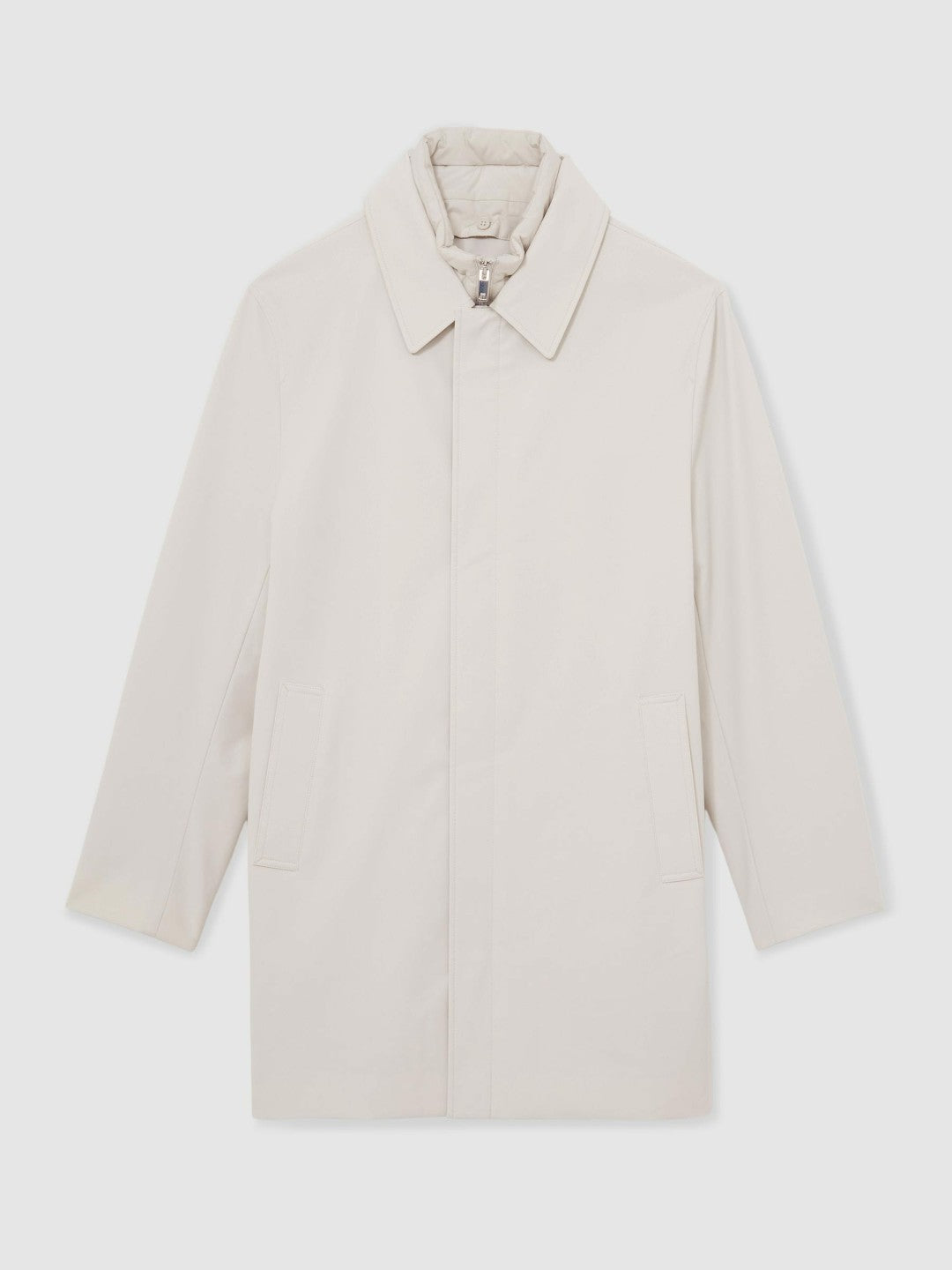 Hybrid Removable Funnel Neck Overcoat Light Stone | Mens