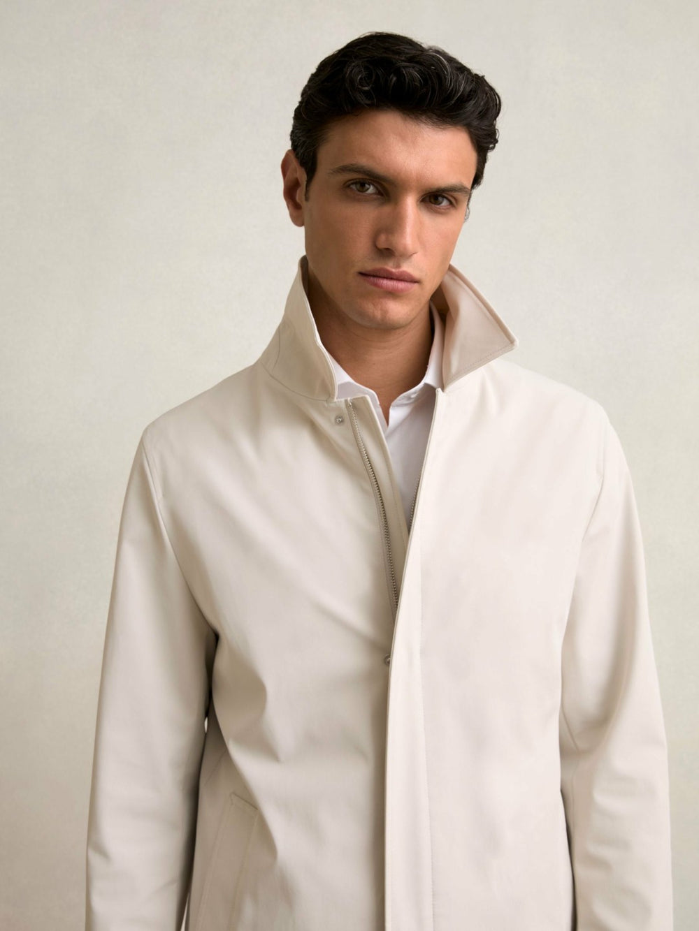 Hybrid Removable Funnel Neck Overcoat Light Stone | Mens