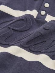 9-13 yrs Cotton Logo-Embossed Knit Polo Shirt Indigo Blue/White | Children