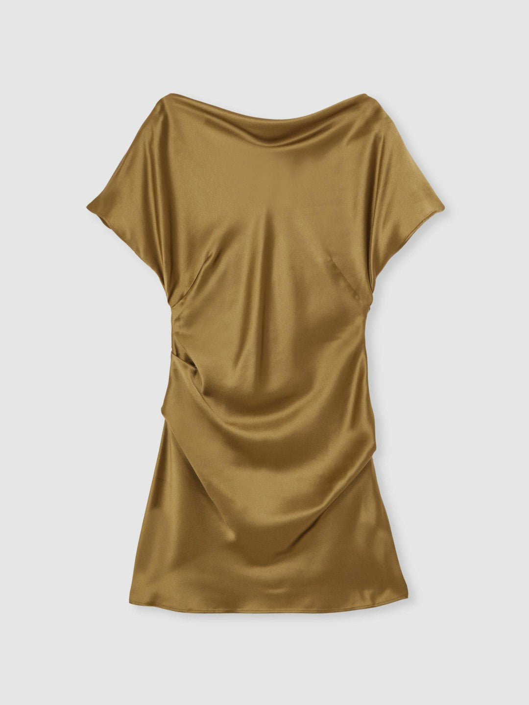 Acler Draped Satin Mini Dress Gold Moss | Womens