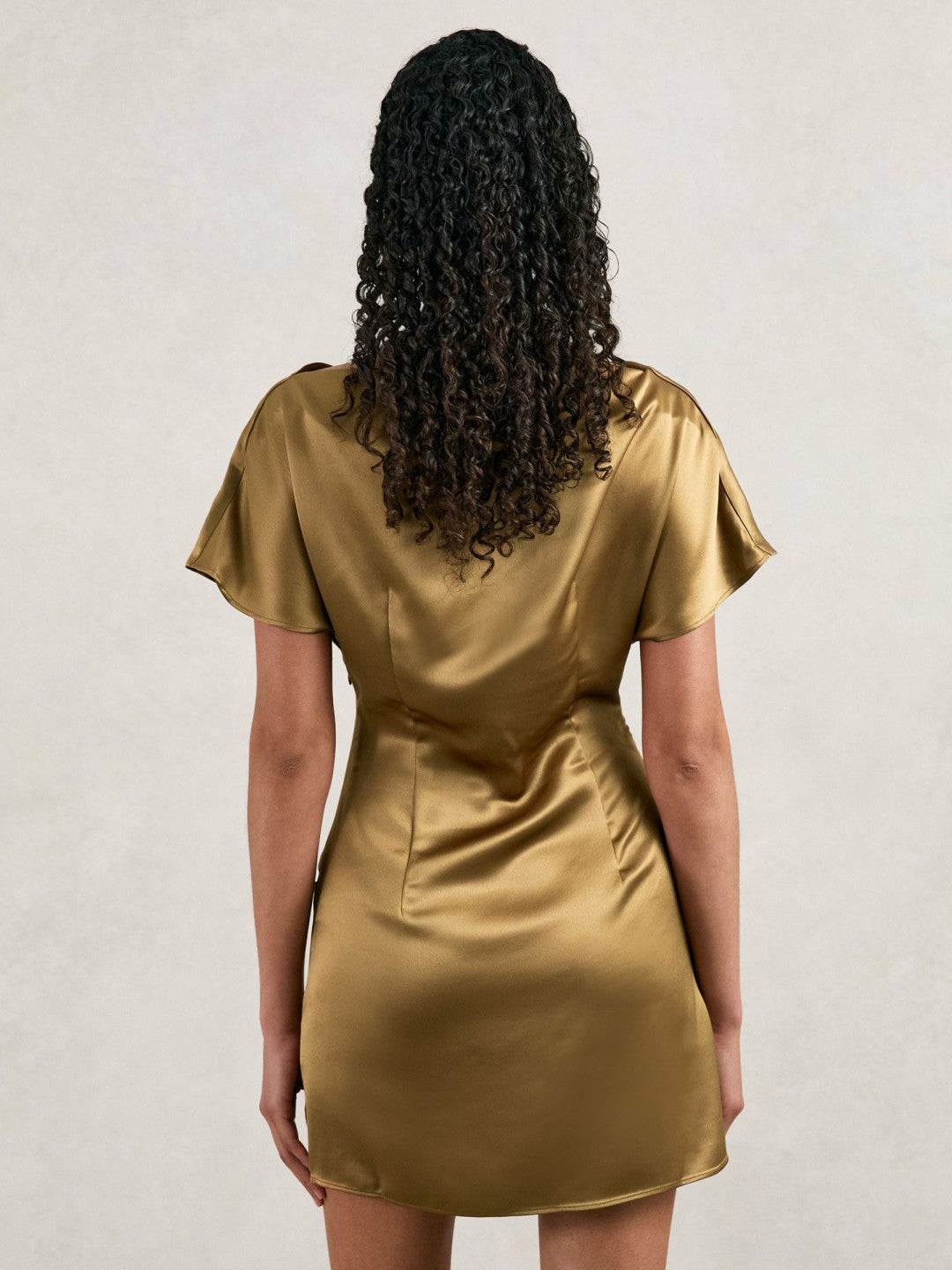 Acler Draped Satin Mini Dress Gold Moss | Womens