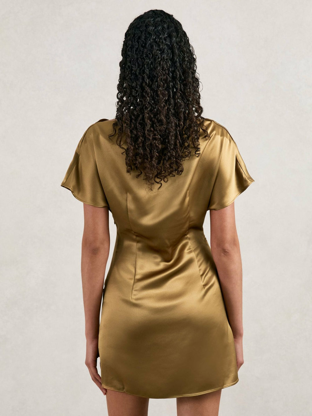 Acler Draped Satin Mini Dress Gold Moss | Womens
