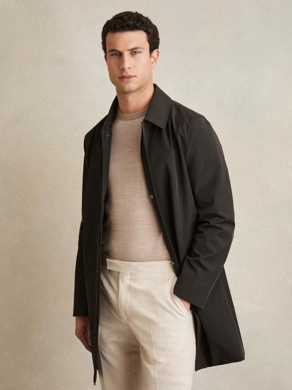 Hybrid Removable Funnel Neck Overcoat Brown | Mens