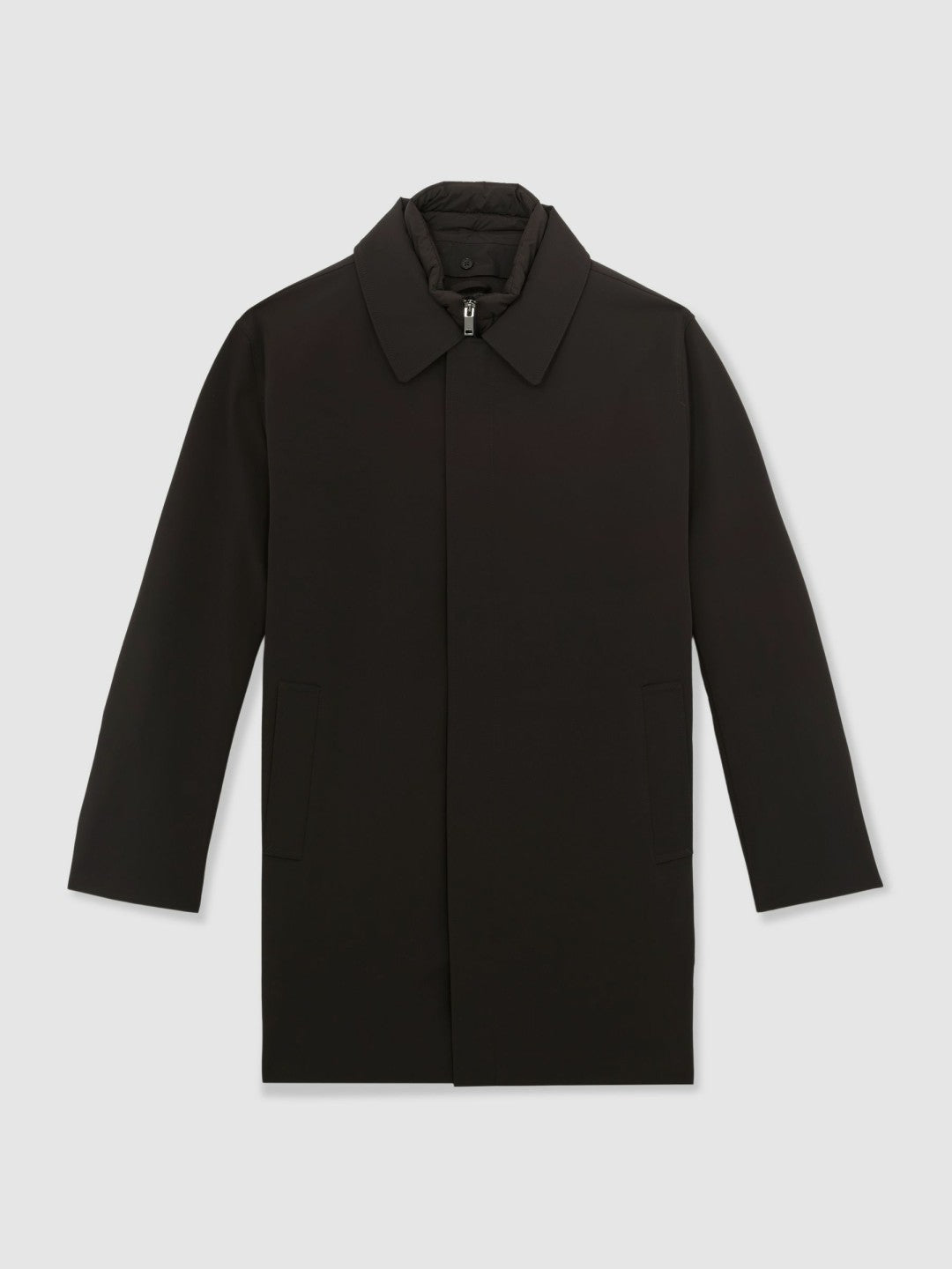 Hybrid Removable Funnel Neck Overcoat Brown | Mens