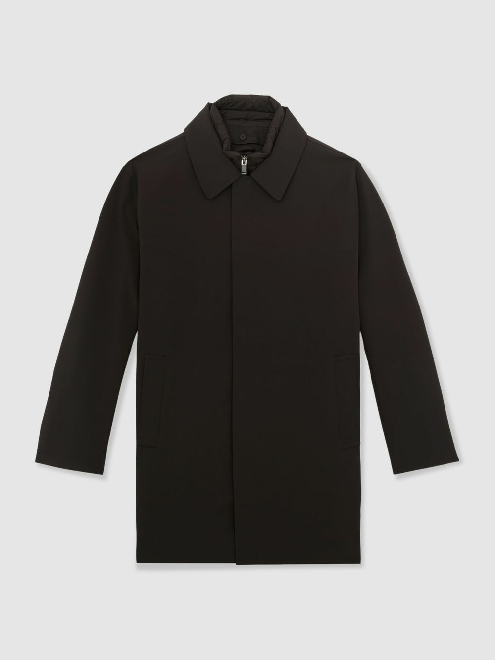 Hybrid Removable Funnel Neck Overcoat Brown | Mens