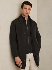 Hybrid Removable Funnel Neck Overcoat Brown | Mens