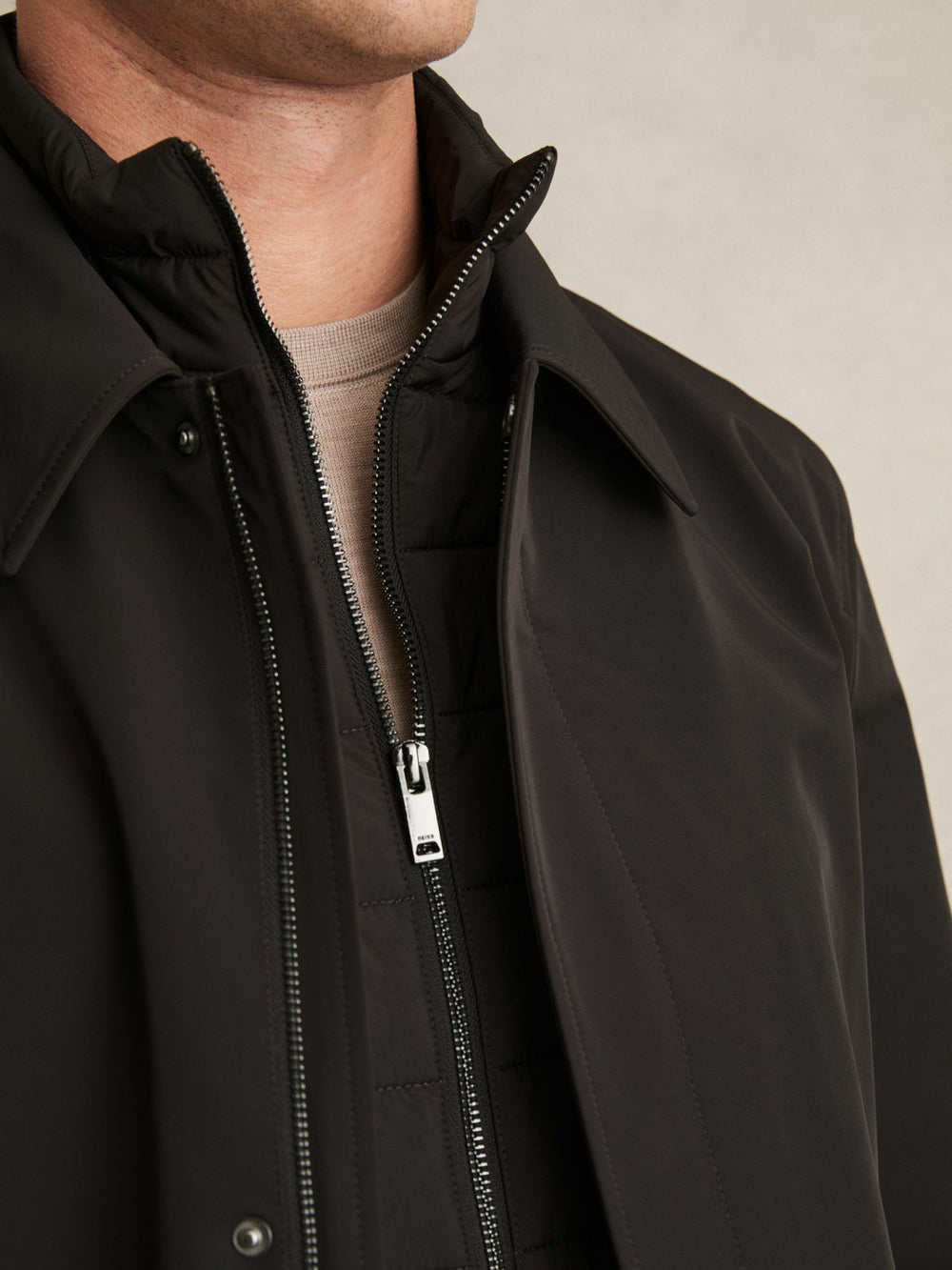Hybrid Removable Funnel Neck Overcoat Brown | Mens