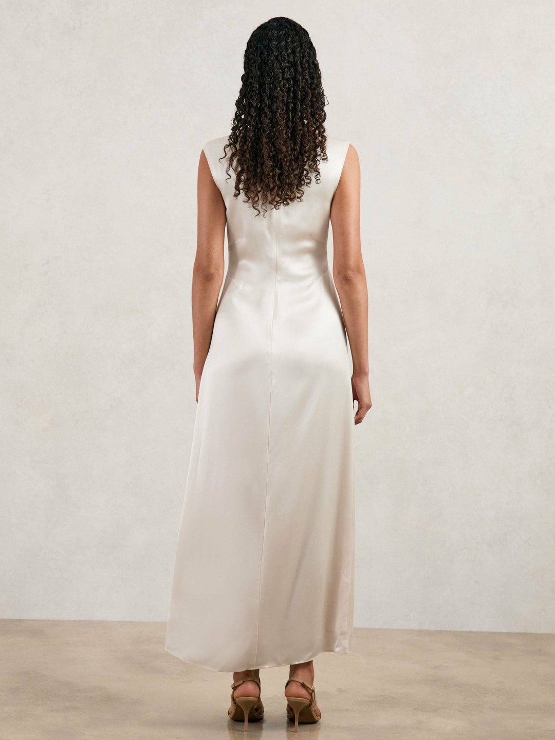 Acler Satin Draped Maxi Dress Ivory | Womens