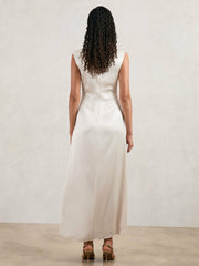 Acler Satin Draped Maxi Dress Ivory | Womens