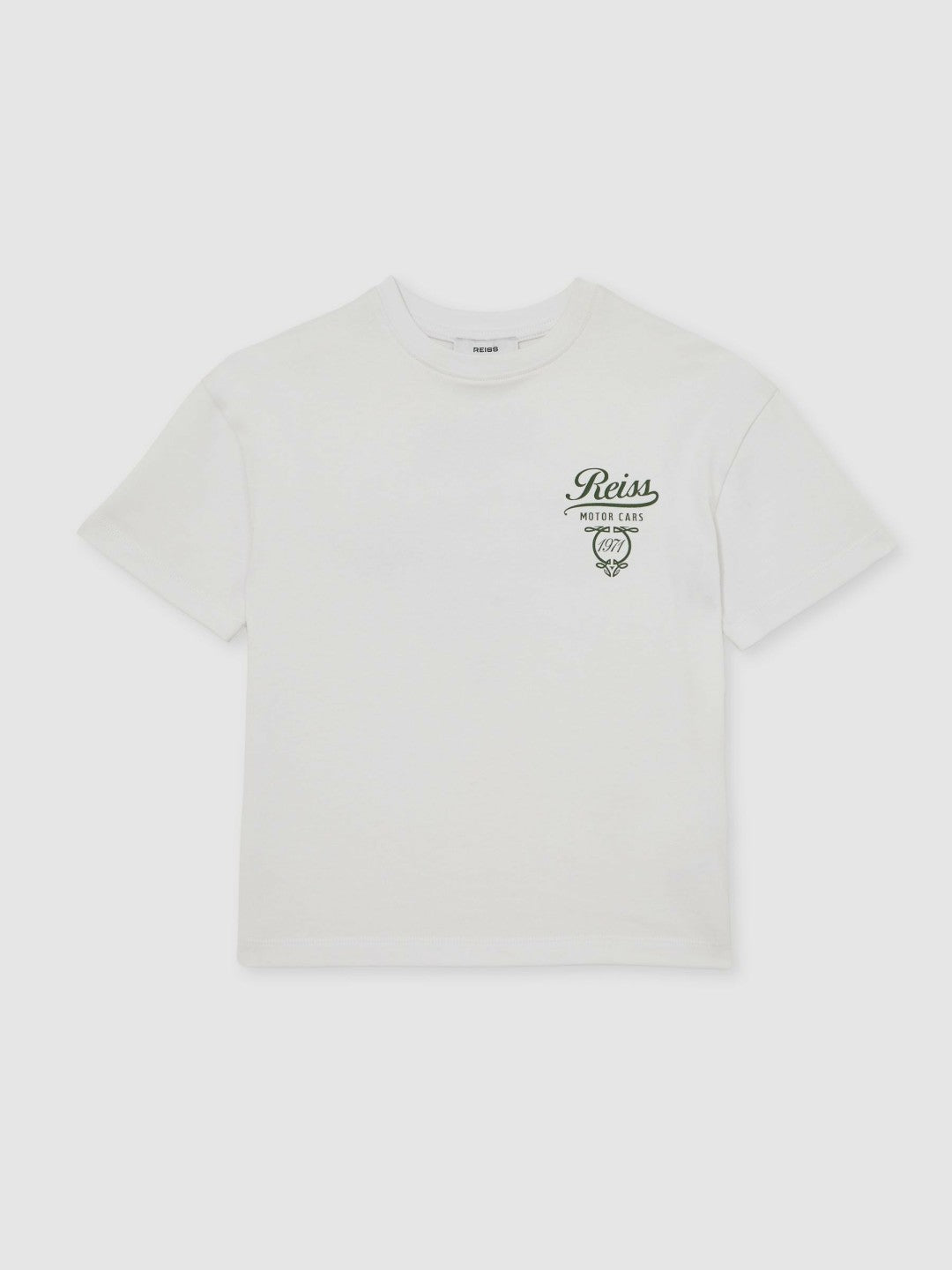 Cotton Motor Cars-Print T-Shirt White/Green | Children