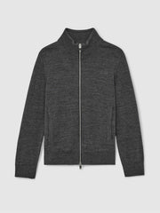13-14 yrs Merino Wool-Blend Zip-Through Cardigan Derby Grey Melange | Children