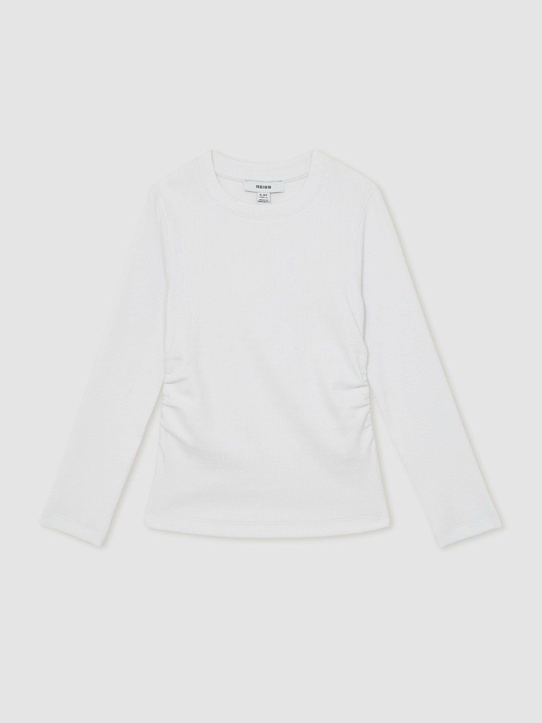 13-14 yrs Cotton Ruched Long-Sleeve T-Shirt with Stretch Ivory | Children