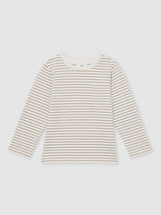 4-9 yrs Stretch-Cotton Stripe T-Shirt Off White/Camel | Children