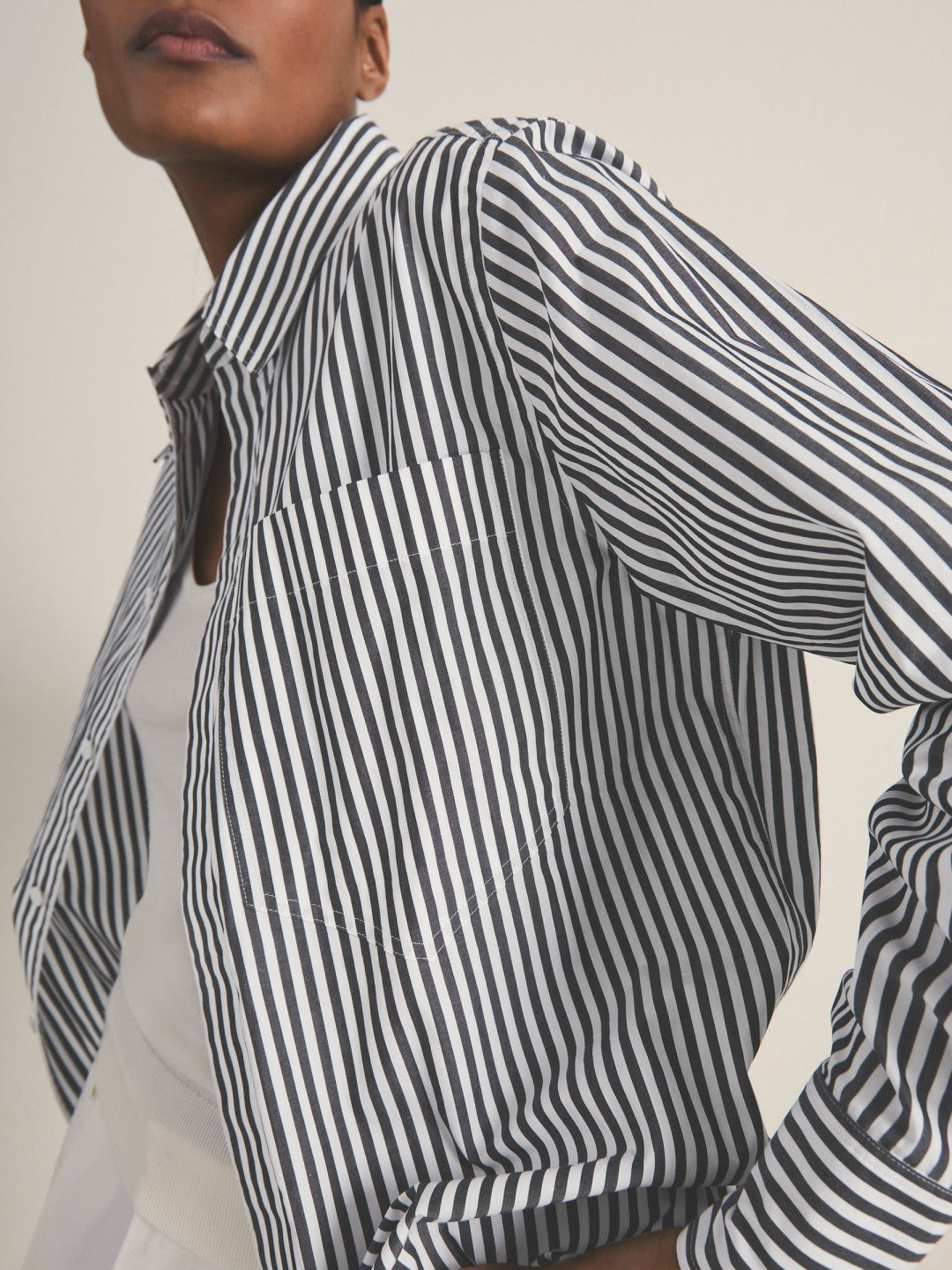 | Les 100 Ciels Stripe Shirt White/Navy | Womens