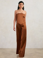 Good American Satin Wide-Leg Trousers Copper | Womens