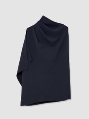 One-Shoulder Draped Top Navy | Womens