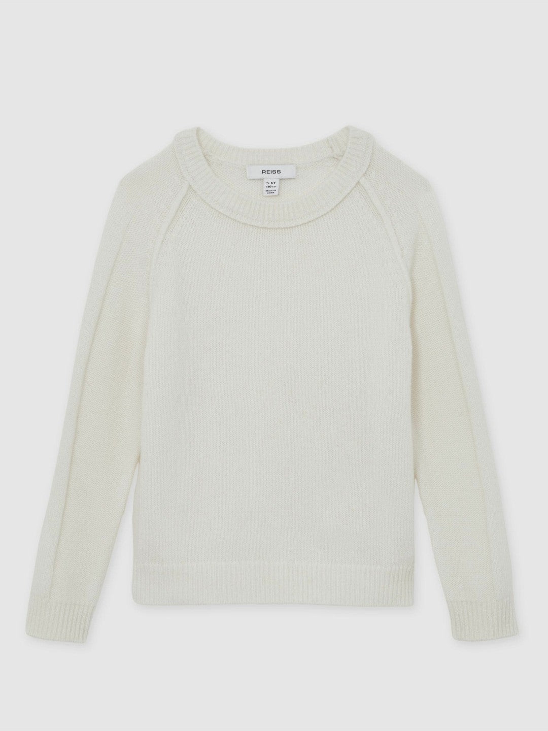13-14 yrs Wool-Cashmere Reverse-Seam Jumper Off White | Children