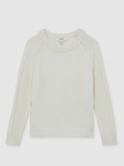 13-14 yrs Wool-Cashmere Reverse-Seam Jumper Off White | Children