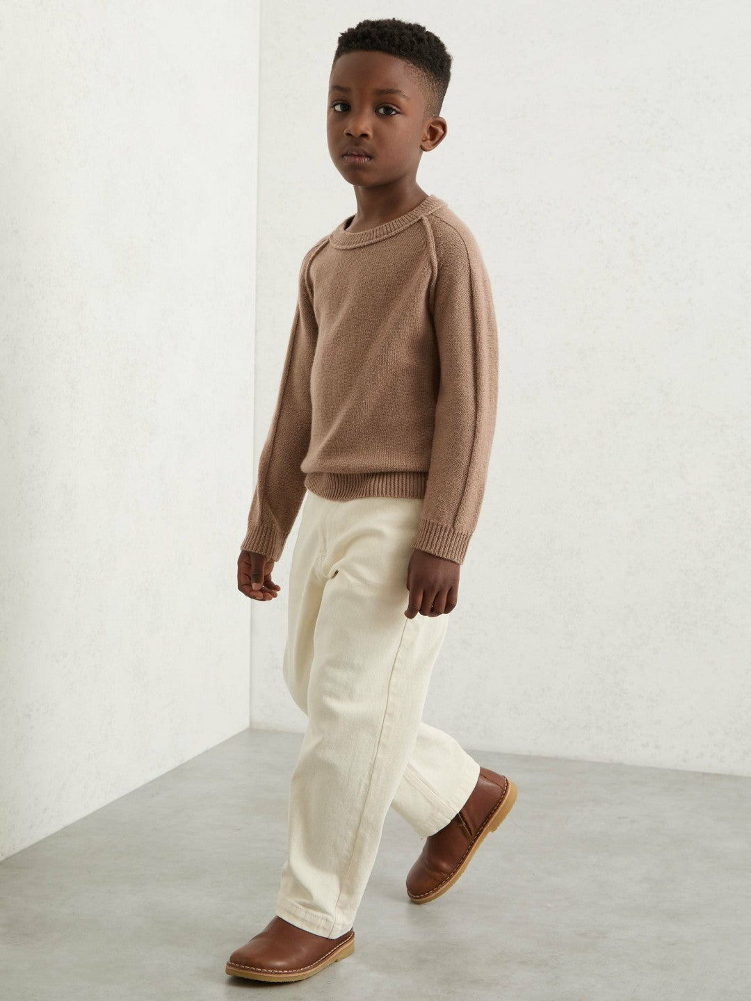 13-14 yrs Wool-Cashmere Reverse-Seam Jumper Camel | Children