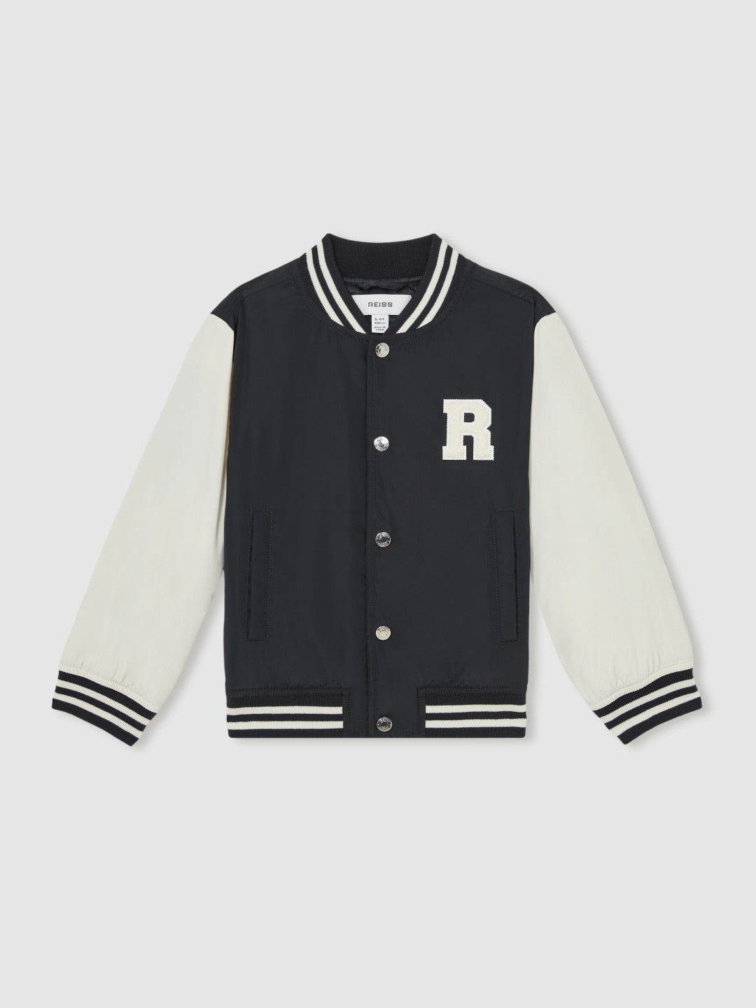 9-13 yrs Colour-Block Varsity Bomber Jacket Navy/ Off White | Children