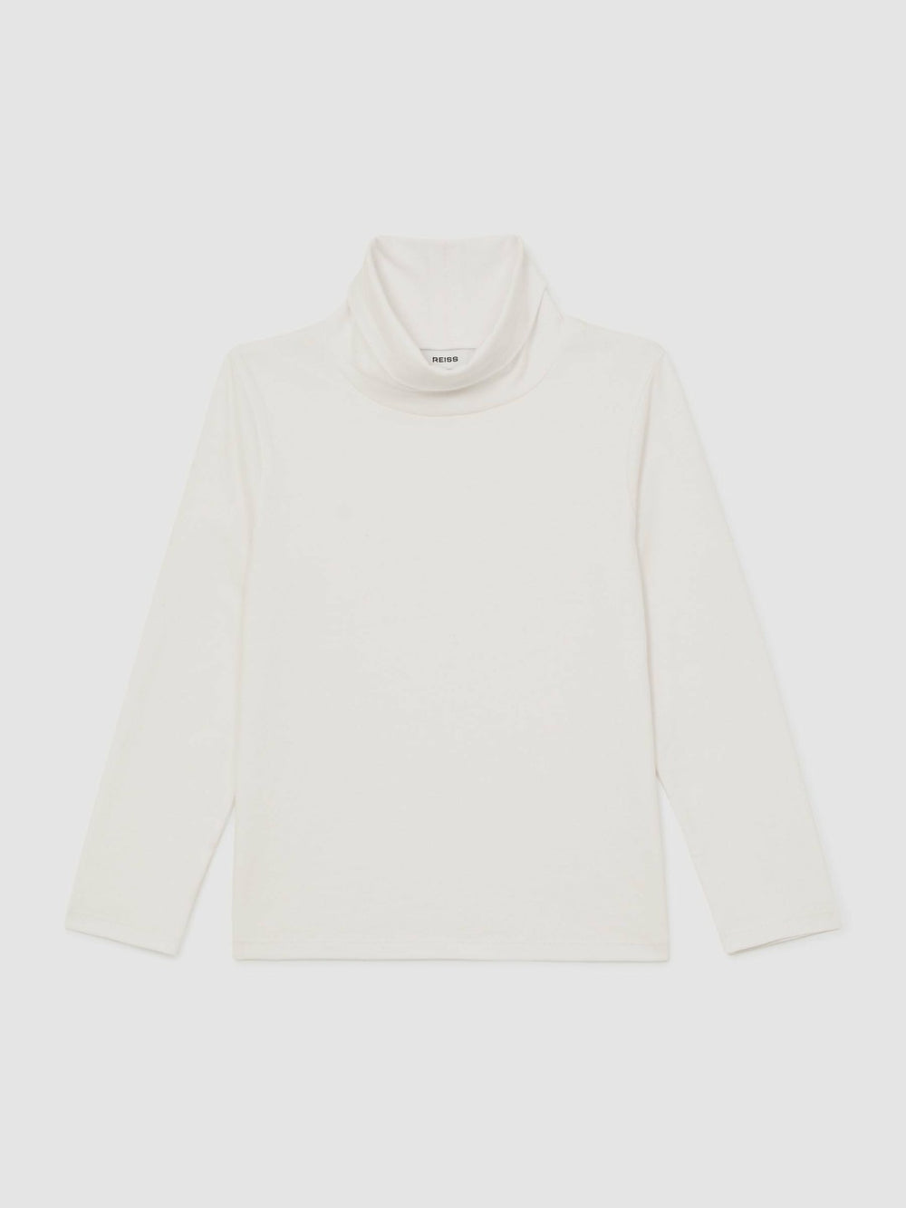13-14 yrs Cotton-Jersey Roll-Neck Top with Stretch Ivory | Children