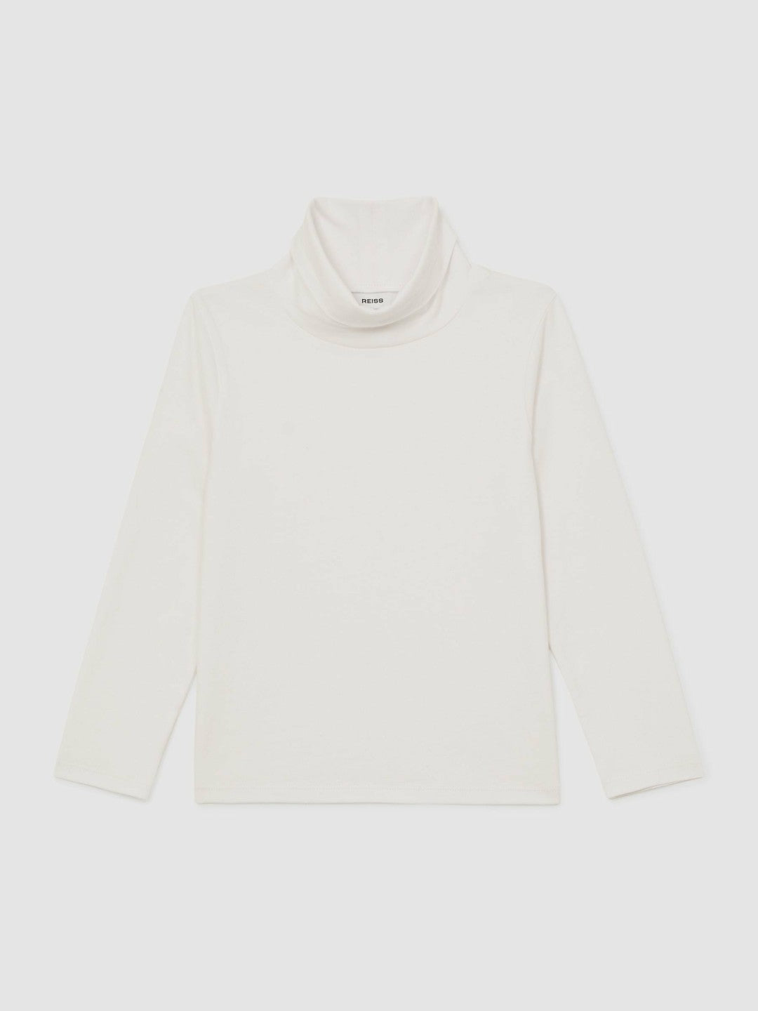 13-14 yrs Cotton-Jersey Roll-Neck Top with Stretch Ivory | Children