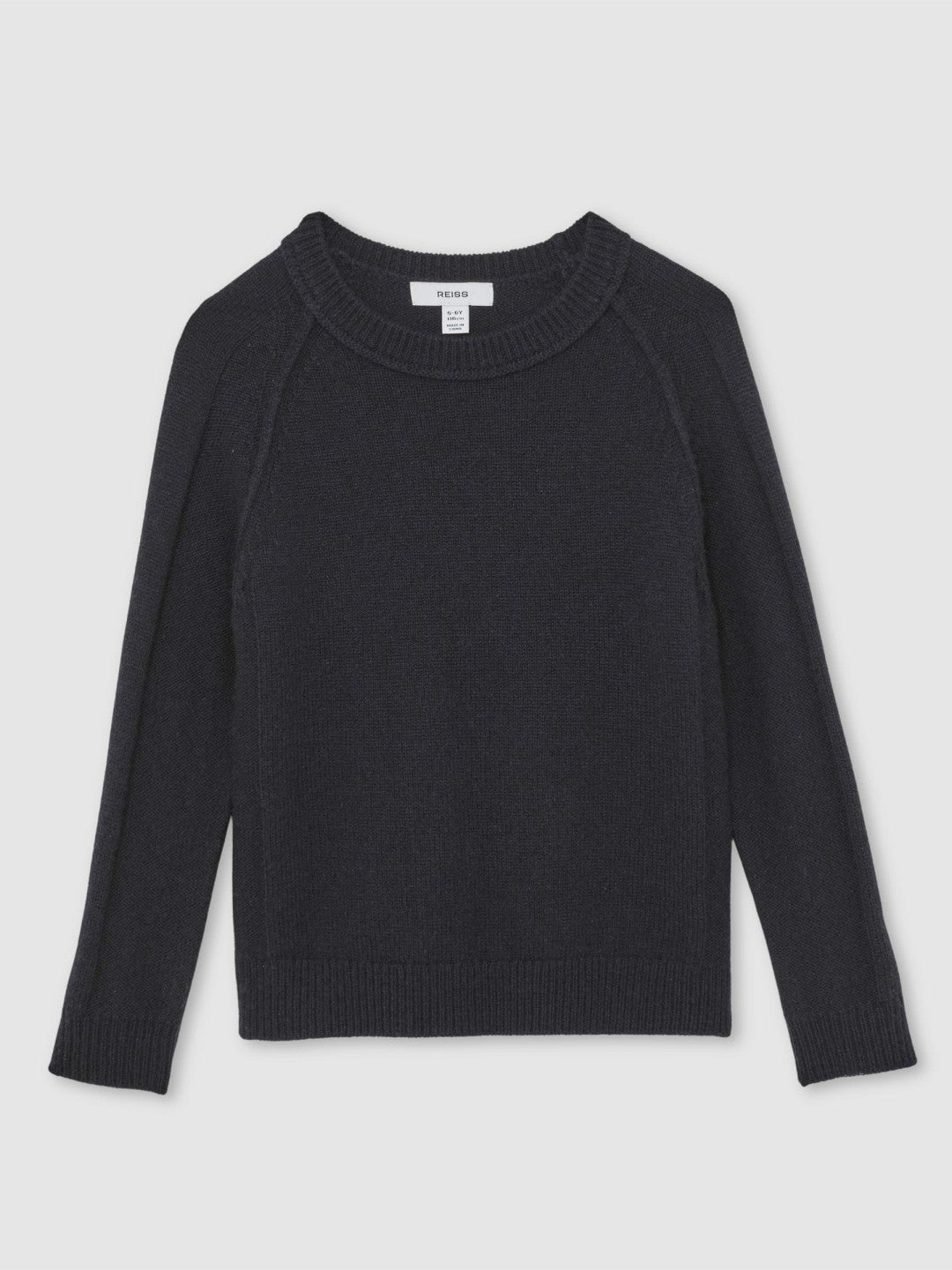 13-14 yrs Wool-Cashmere Reverse-Seam Jumper Navy | Children