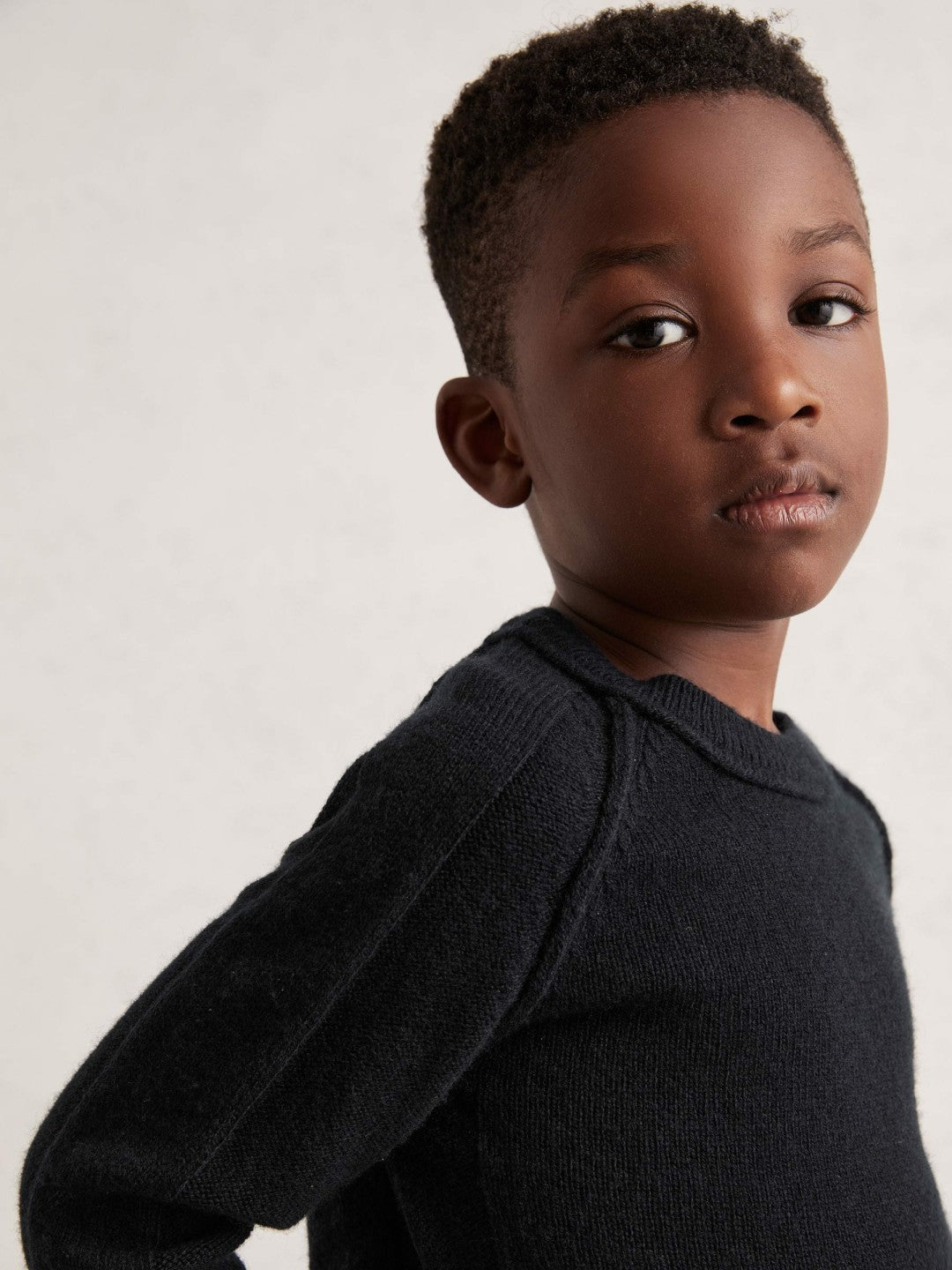 13-14 yrs Wool-Cashmere Reverse-Seam Jumper Navy | Children