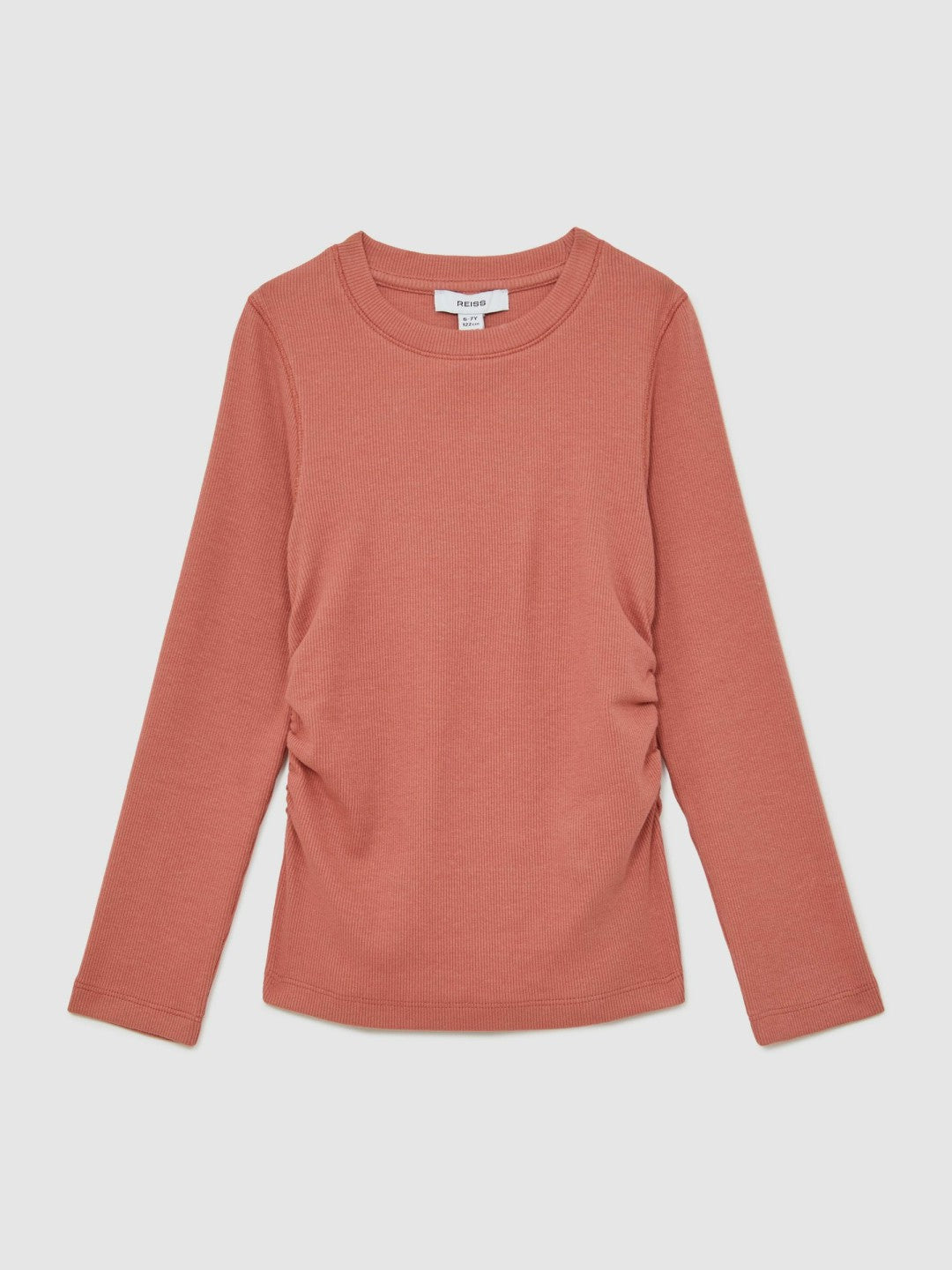 13-14 yrs Cotton Ruched Long-Sleeve T-Shirt with Stretch Rose | Children