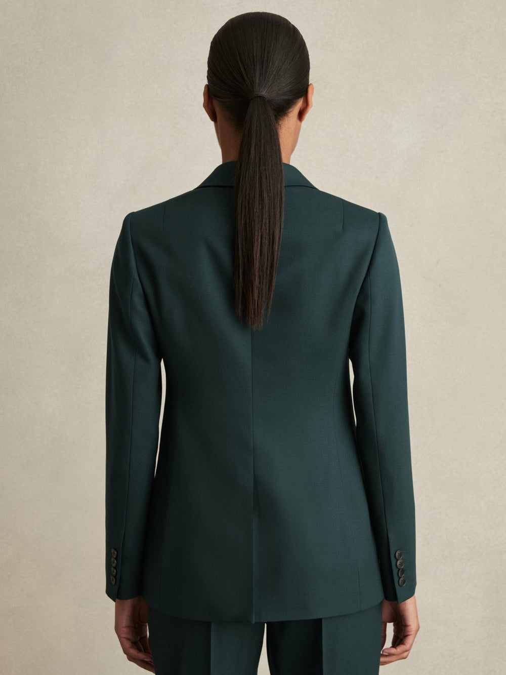 Wool-Blend Single-Breasted Suit Blazer Green | Womens