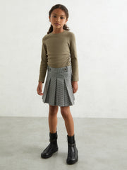 4-9 yrs Cotton Ruched Long-Sleeve T-Shirt with Stretch Khaki | Children