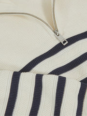 13-14 yrs Cotton-Blend Stripe Half-Zip Jumper White | Children