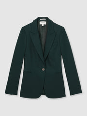 Petite Wool-Blend Single-Breasted Suit Blazer Green | Womens