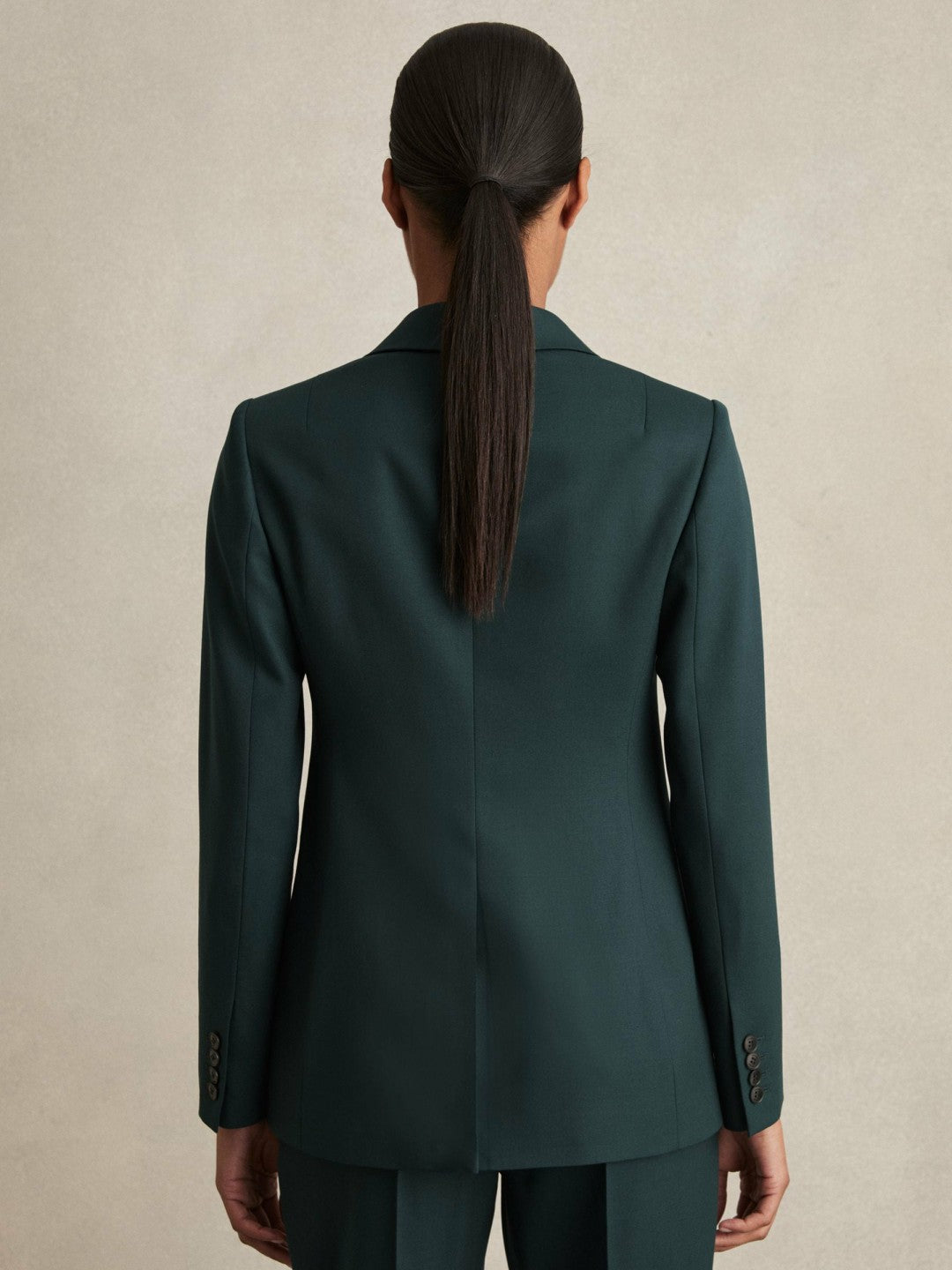 Petite Wool-Blend Single-Breasted Suit Blazer Green | Womens