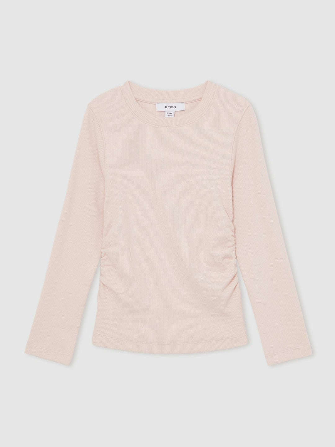 4-9 yrs Cotton Ruched Long-Sleeve T-Shirt with Stretch Pale Pink | Children