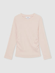 4-9 yrs Cotton Ruched Long-Sleeve T-Shirt with Stretch Pale Pink | Children