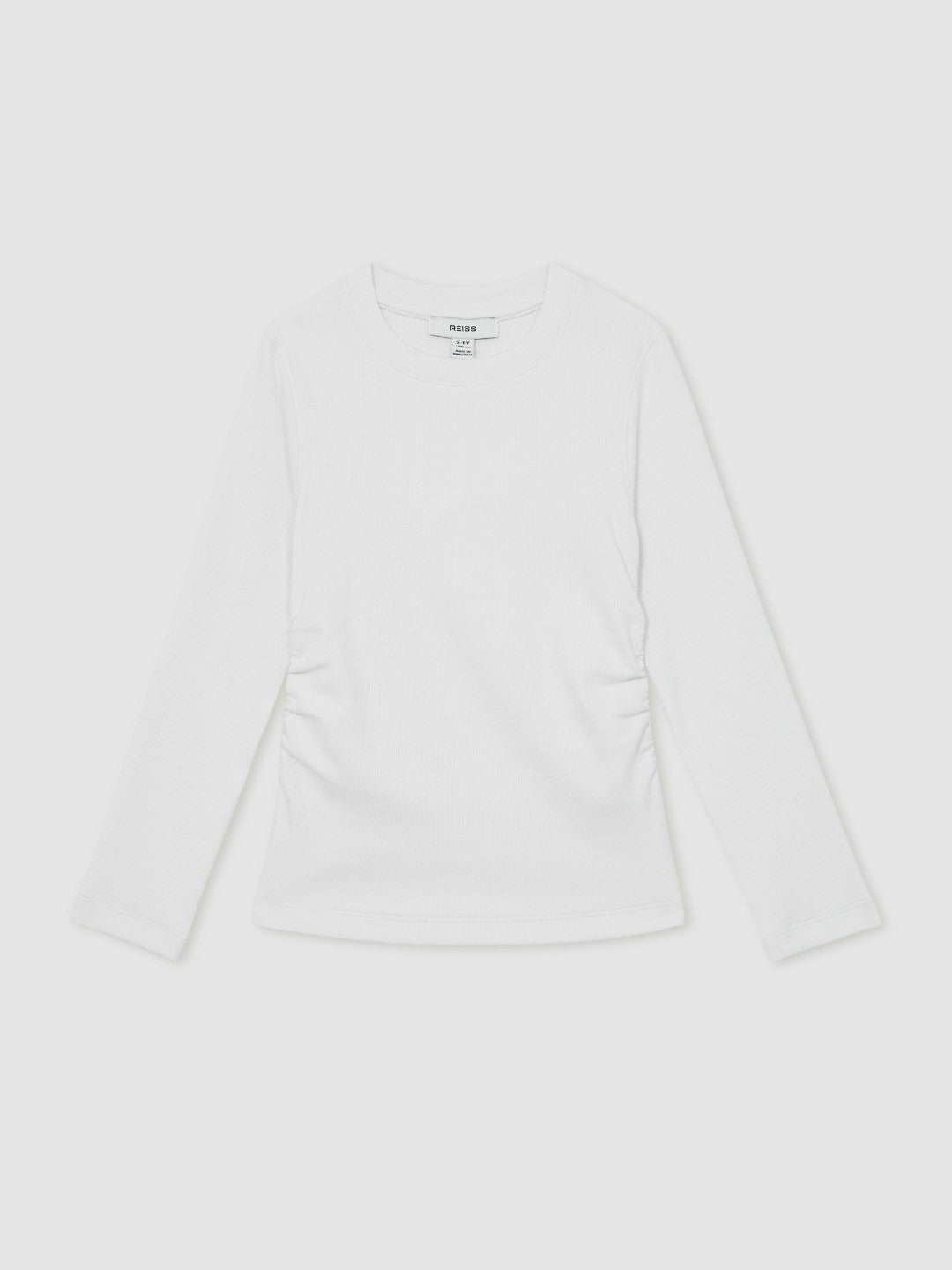 9-13 yrs Cotton Ruched Long-Sleeve T-Shirt with Stretch Ivory | Children