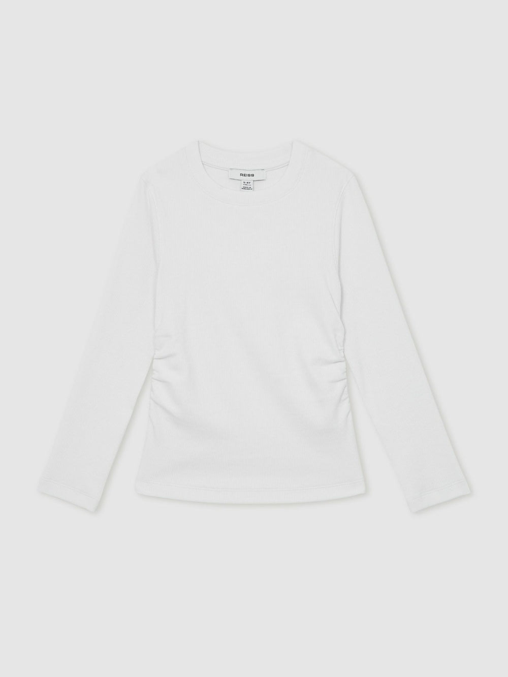 9-13 yrs Cotton Ruched Long-Sleeve T-Shirt with Stretch Ivory | Children