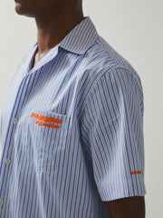 McLaren F1 Team Cuban Collar Striped Shirt Soft Blue/White | Mens