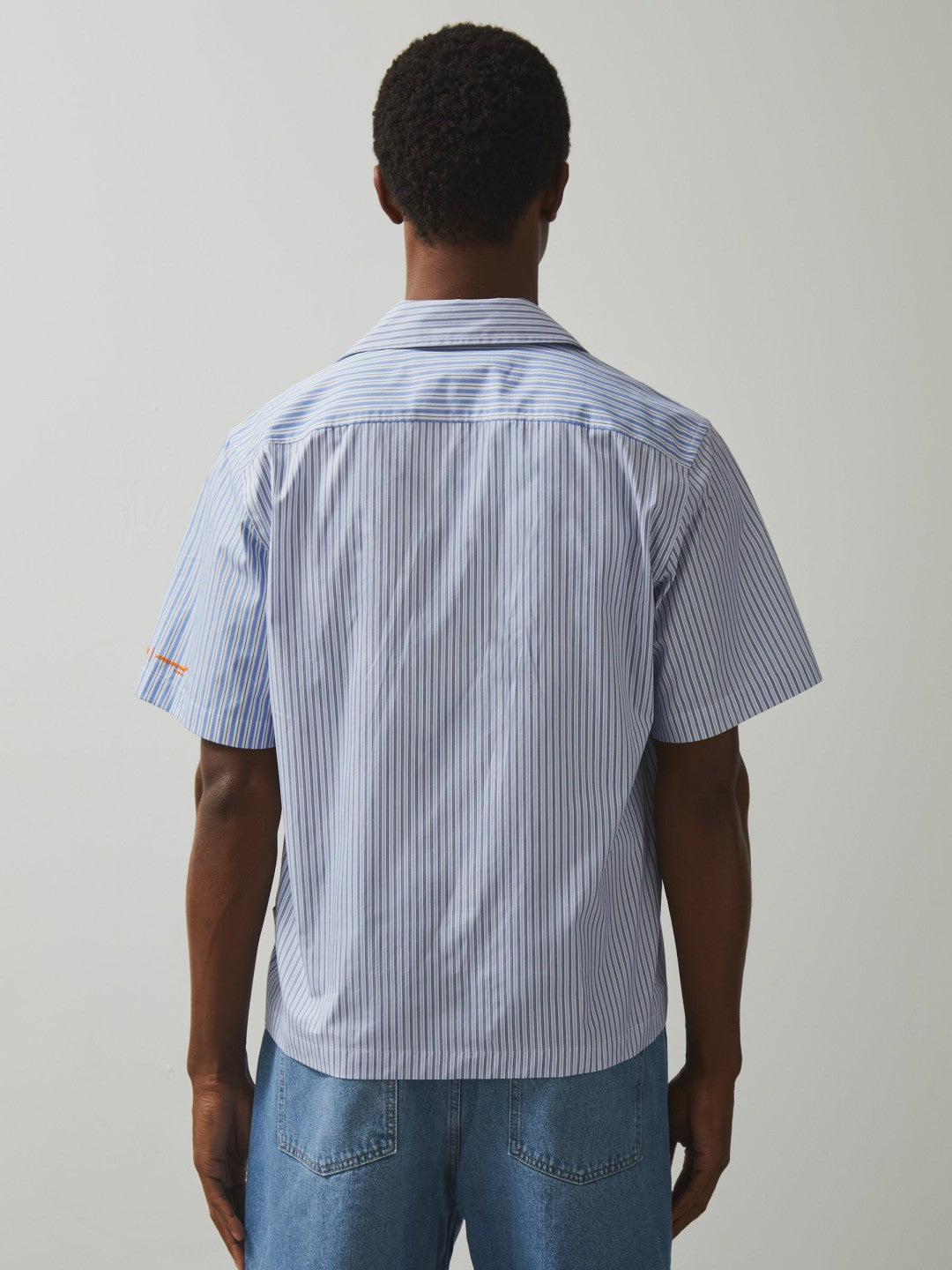 McLaren F1 Team Cuban Collar Striped Shirt Soft Blue/White | Mens