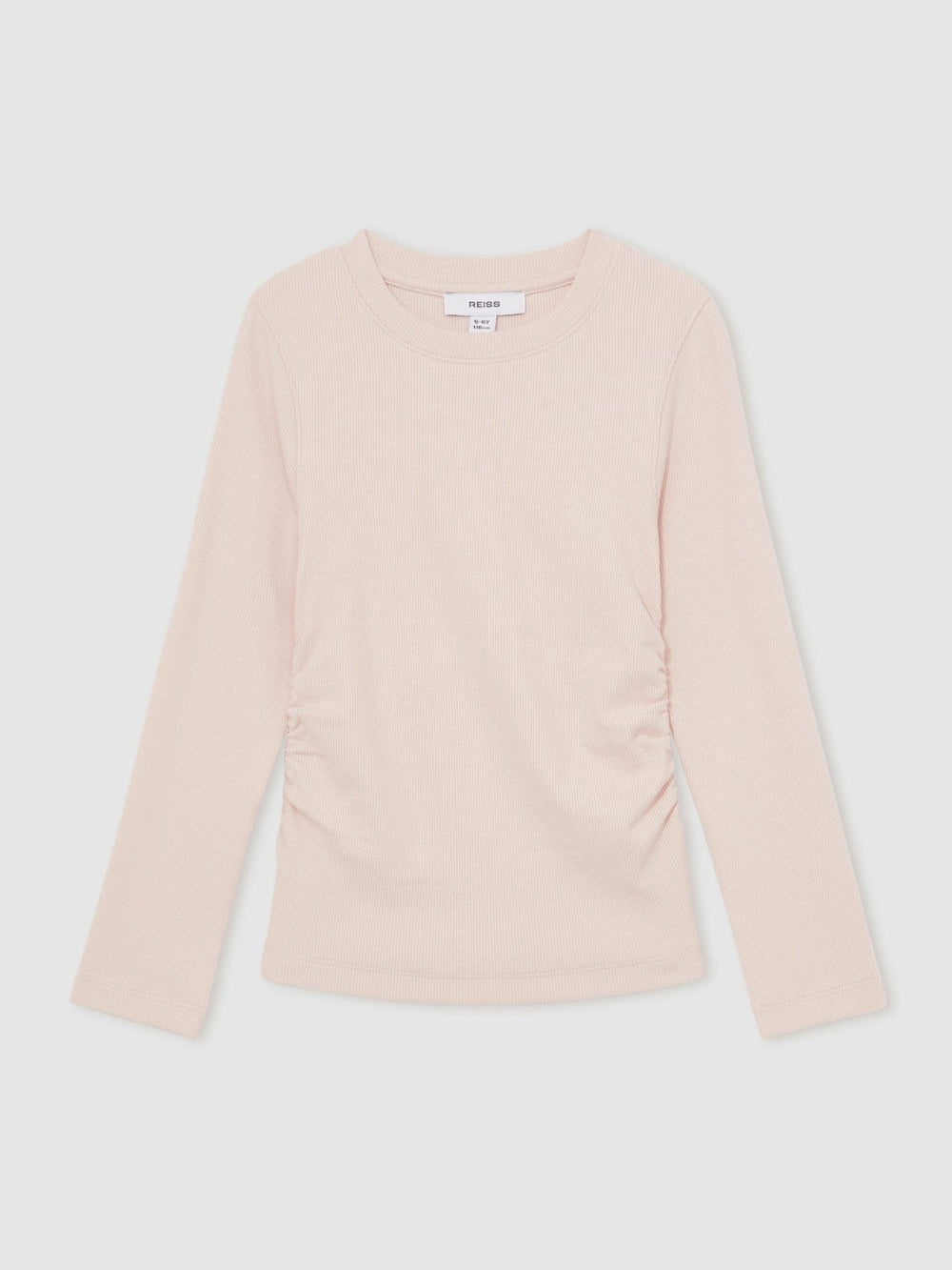 9-13 yrs Cotton Ruched Long-Sleeve T-Shirt with Stretch Pale Pink | Children