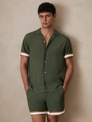 | Ché Stripe-Cuff Shirt Pine Green | Mens